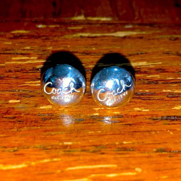 COACH Sterling Silver Solid Round Stud Earrings